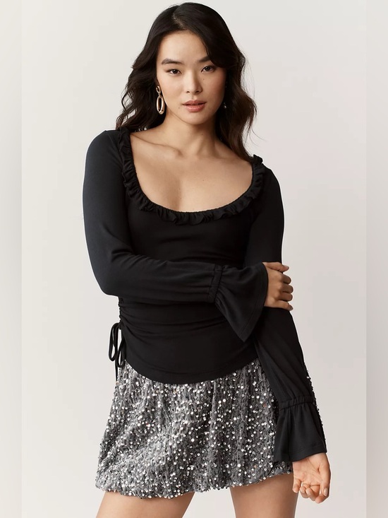 Maeve Tops - Maeve Long-Sleeve Scoop-Neck Ruched Top